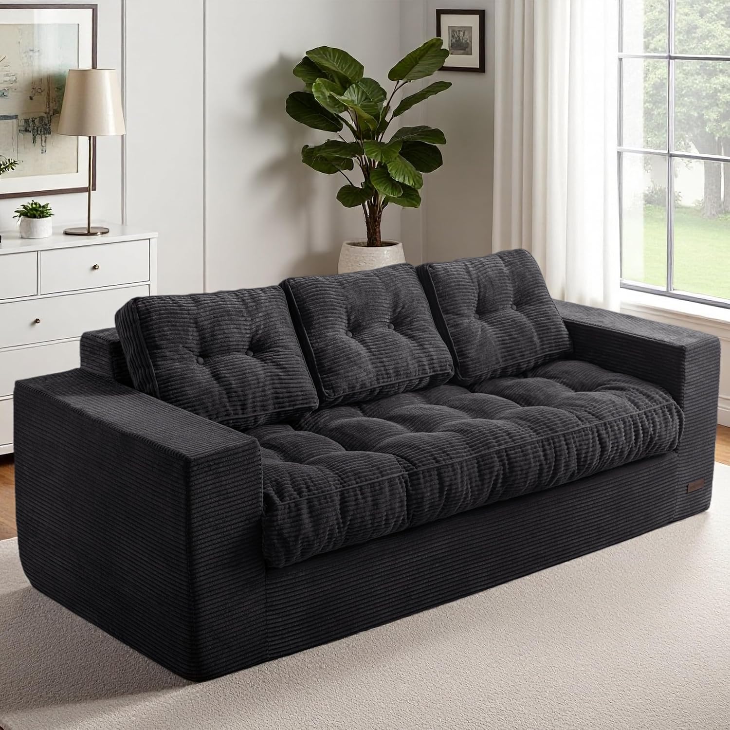 MAXYOYO Bean Bag Loveseat Sofa, Black - Image 8