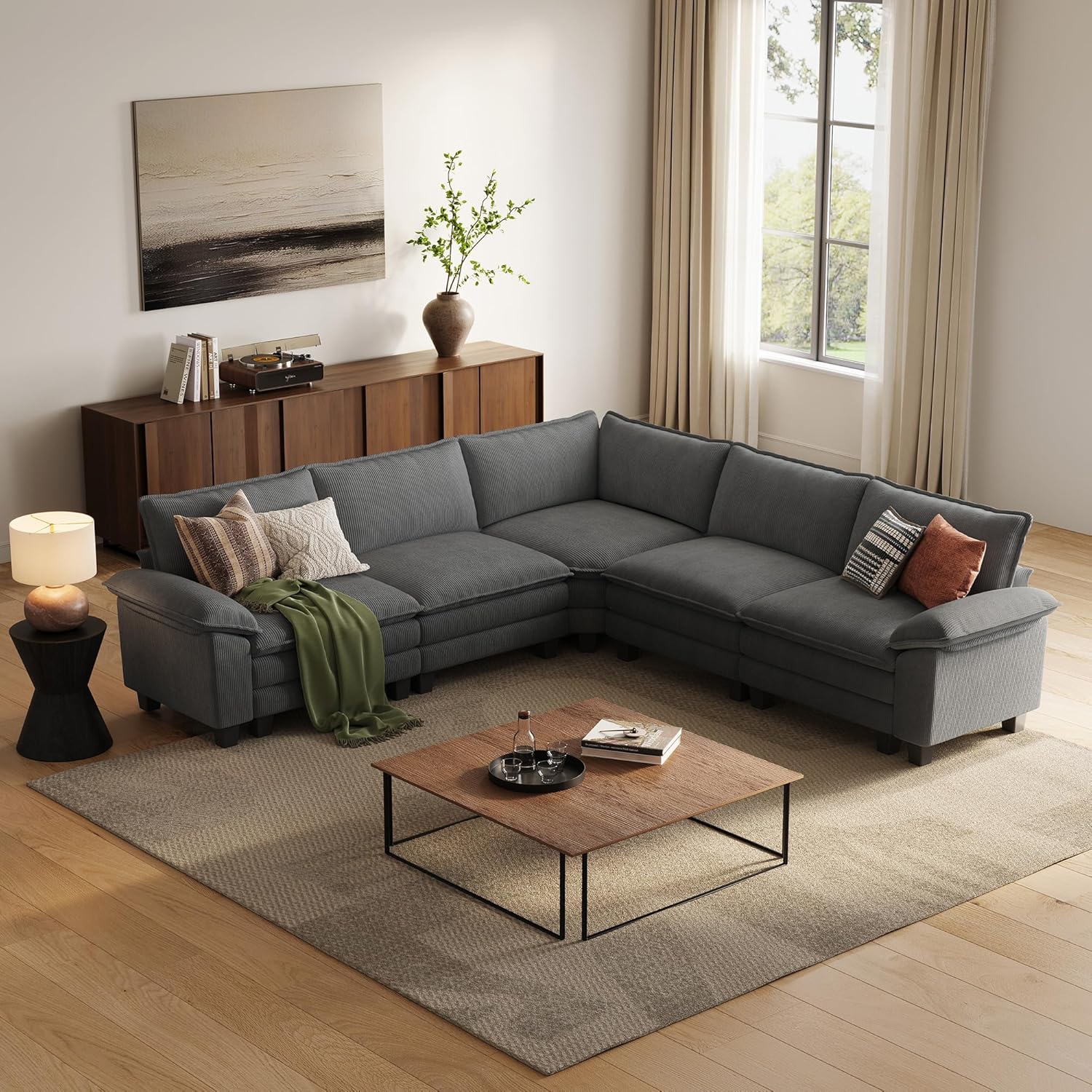 LINSY HOME Cloud Loveseat Sofa, 90", Green - Image 23