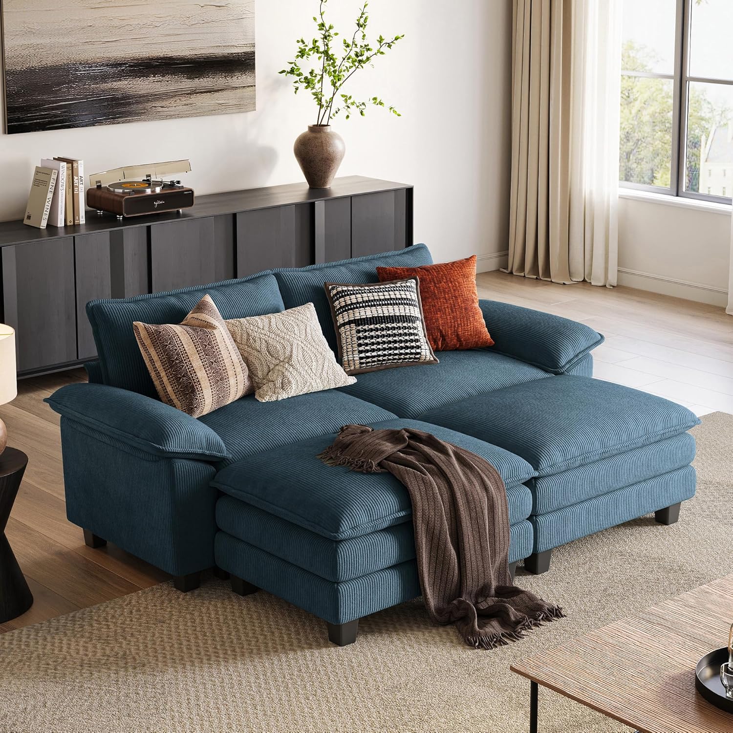 LINSY HOME Cloud Loveseat Sofa, 90", Green - Image 19