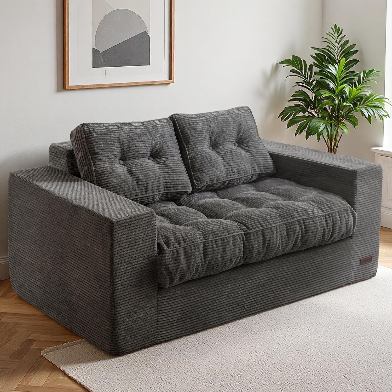 MAXYOYO Bean Bag Loveseat Sofa, Black - Image 15