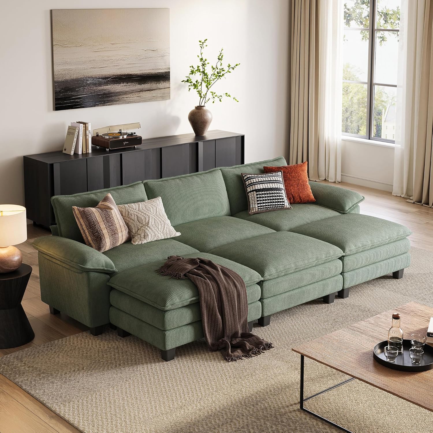 LINSY HOME Cloud Loveseat Sofa, 90", Green - Image 13