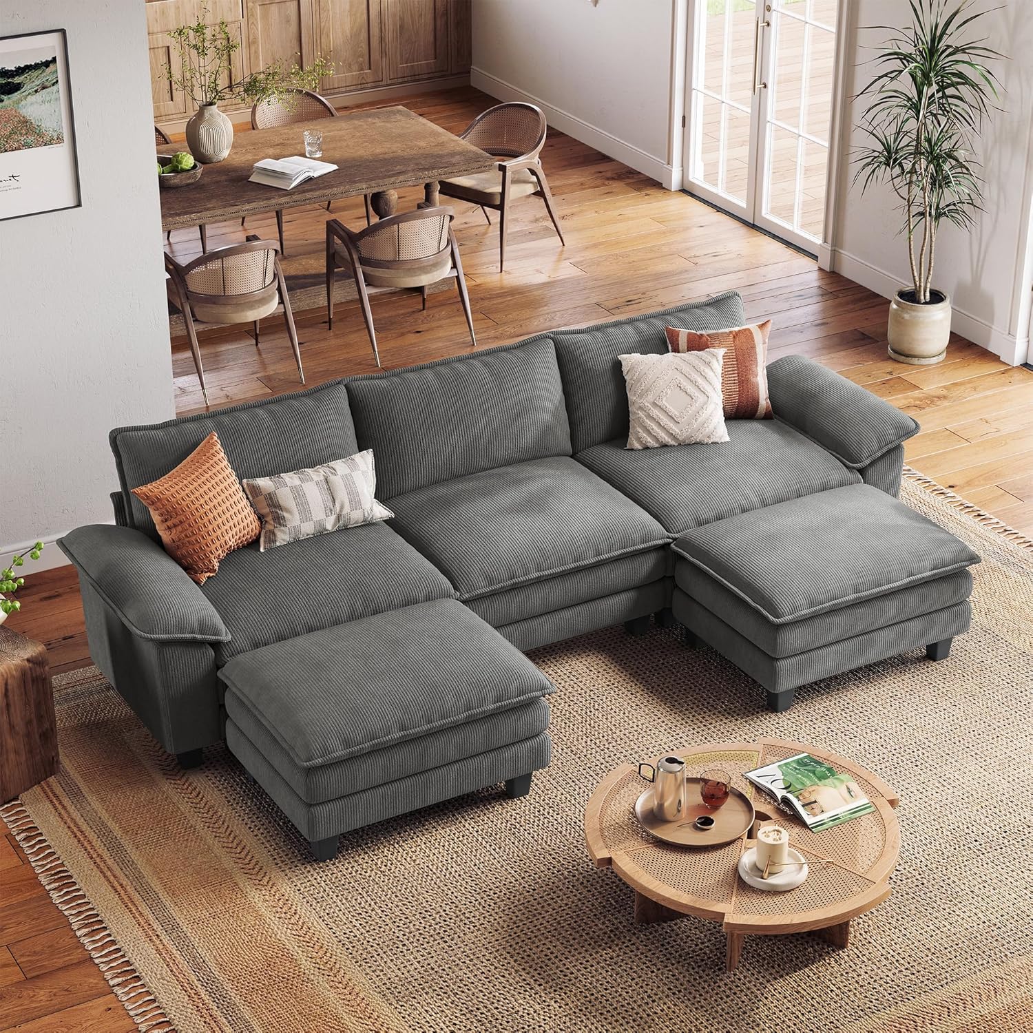 LINSY HOME Cloud Loveseat Sofa, 90", Green - Image 3