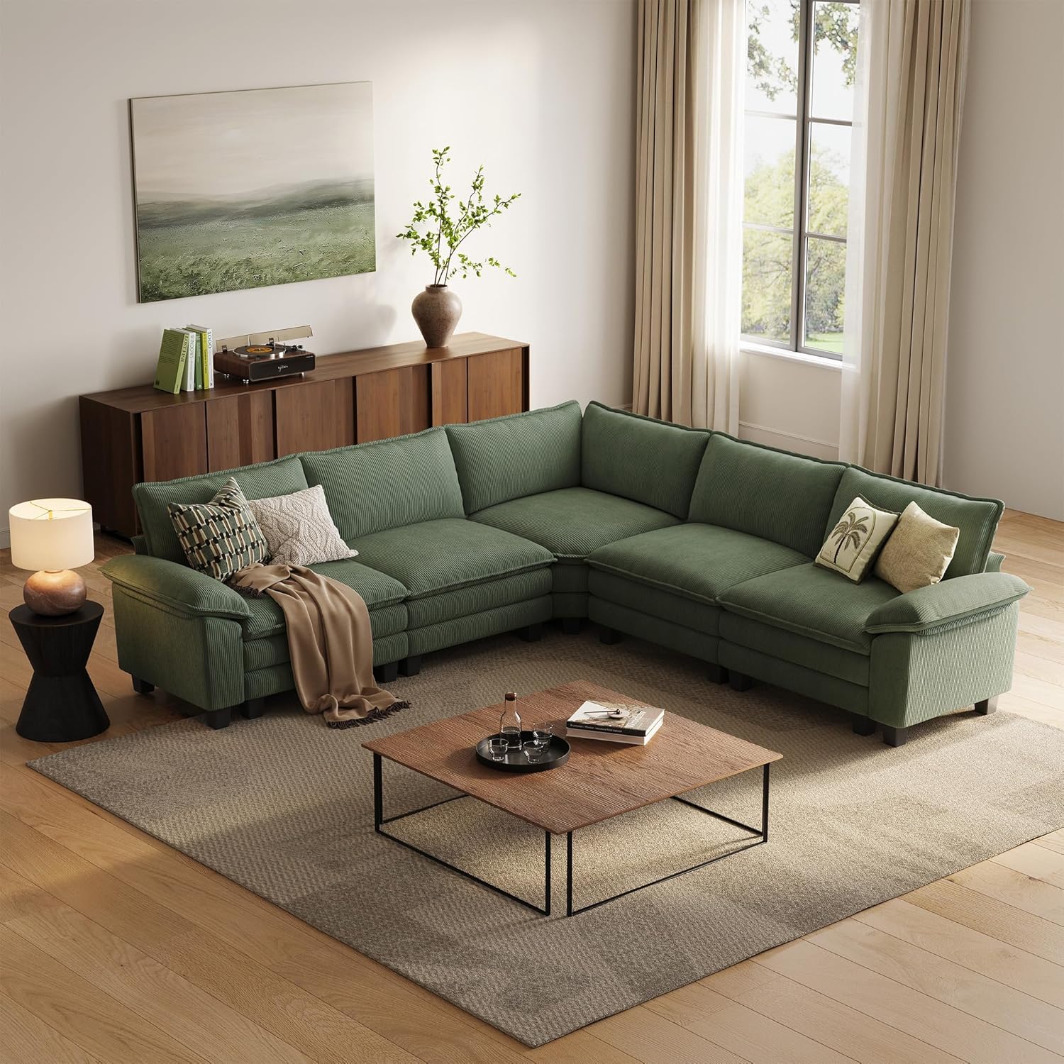 LINSY HOME Cloud Loveseat Sofa, 90", Green - Image 12